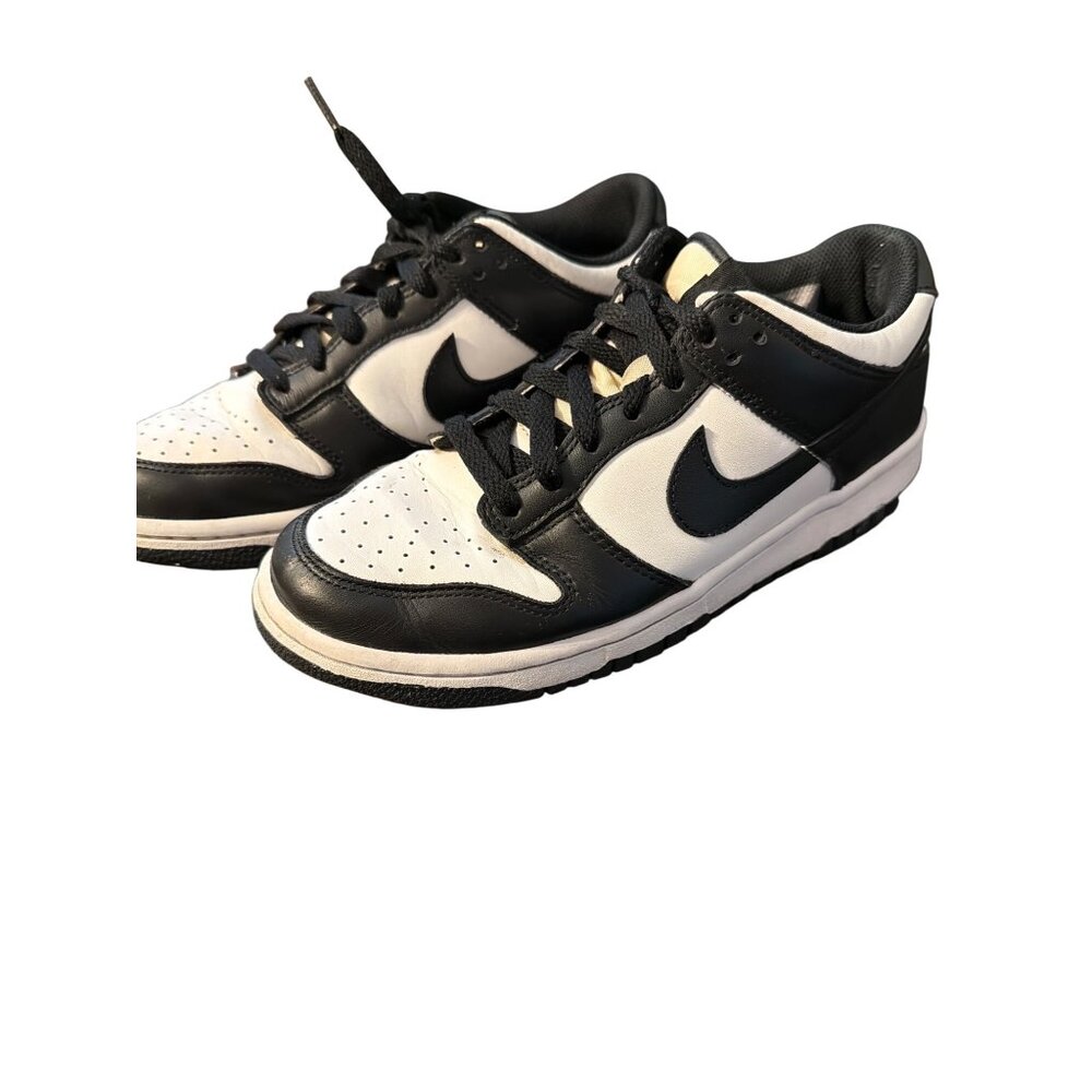 Nike Dunk Low Retro Black White Leather Sneakers Shoes CW1590-100 Youth Size 7